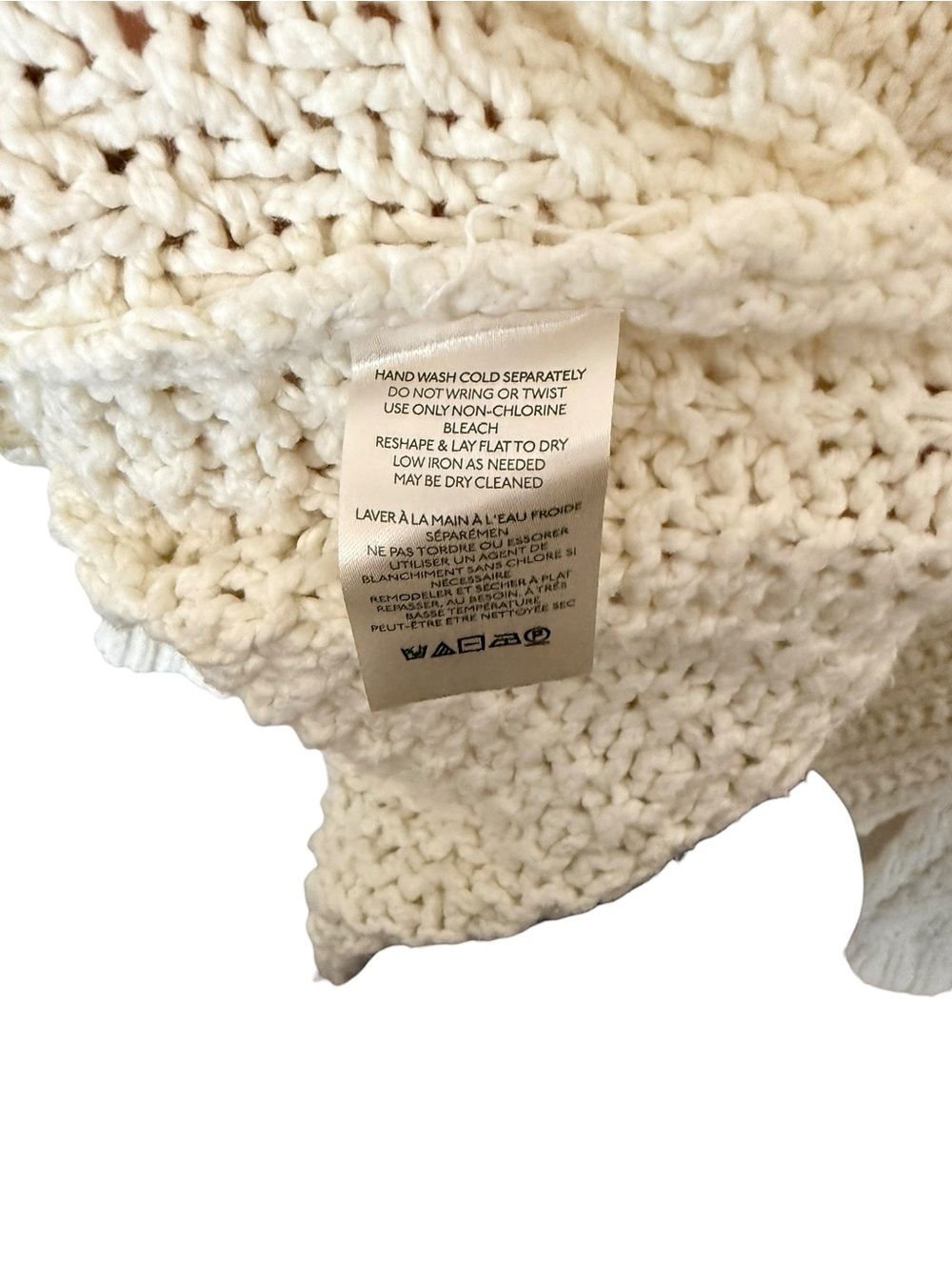 Free People Cream Chunky Cable Knit Cropped Sweater Size XS - Picture 8 of 9